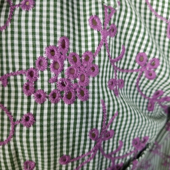 Anthro Odille Purple & Green Eyelet Button Down 5 for $30 - Picture 4 of 9